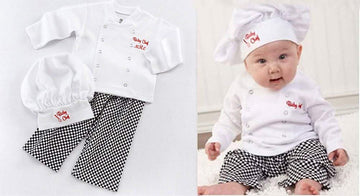 stylesilove Baby Unisex Cook Cuisine Chef Costume Pants and Hat 3-pc (80/6-12 Months) White