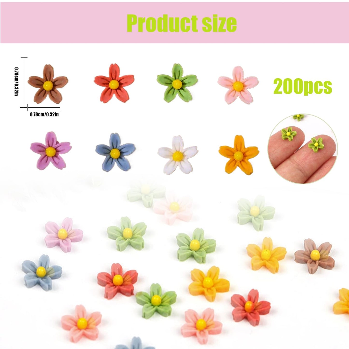 200Pcs Resin Daisy Flowers For Crafts Dollhouse Miniatures Resin Mini Things Tiny Daisy Flowers For Fairy Garden Dollhouse Micro