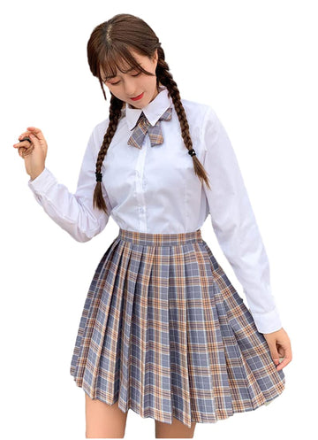 Beautifulfashionlife Japan School White Red Stripes Pleated Mini Skirts Costumes(2Xl,Grey)