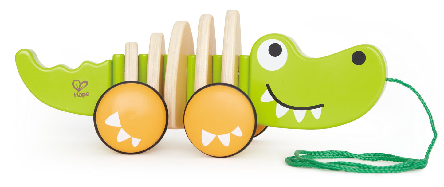 Hape Wooden Walk-A-Long Croc For Babies| Pull & Pull Walking Toy For Toddlers 12 Months And Up