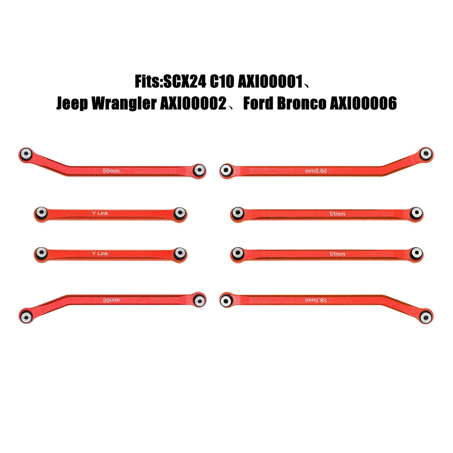 GTHELE High Clearance 4 Links Set for Axial SCX24 C10 AXI00001 JLU AXI00002 Bronco AXI00006 1/24 RC Crawler Car,8PCS(Red)