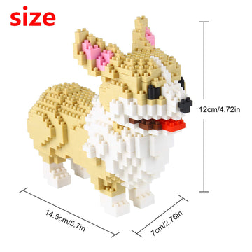Larcele Micro Dog Building Blocks Pet Mini Building Toy Bricks,950 Pieces Kljm-02 (Welsh Corgi)