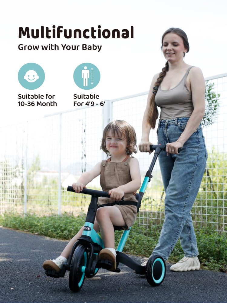 newyoo Tricycle for Toddlers 1-3, Christmas and Birthday Gift for Boy and Girl, Toddler Bike, 5 in 1 Kids Trike with Parent Pus