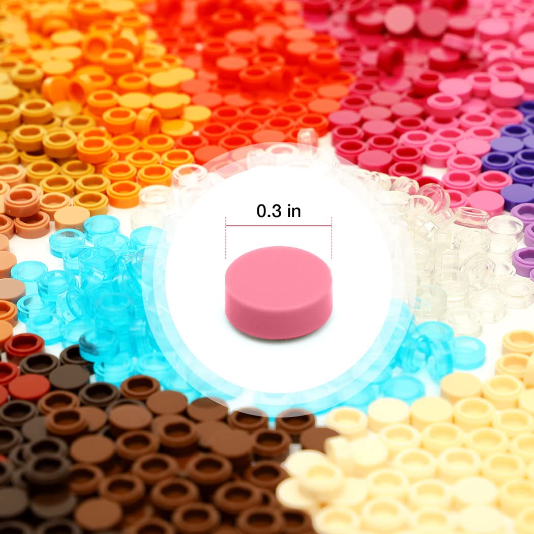 Etarnfly 2800Pcs Pixel Bricks, 1X1 Round Plates - 28 Colors Building Blocks Parts And Pieces - Transparent Pixel Arts Dots Bulk