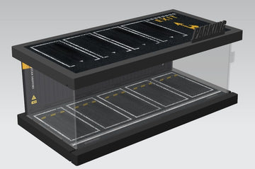 Hot Cars Wheels Display Case - 1/64 Scale Die-cast Model Car Display Case with LED Light and Acrylic Cover Hot Diecast Wheels Parking Garage Dioramas with 9 Parking Spaces (Container)
