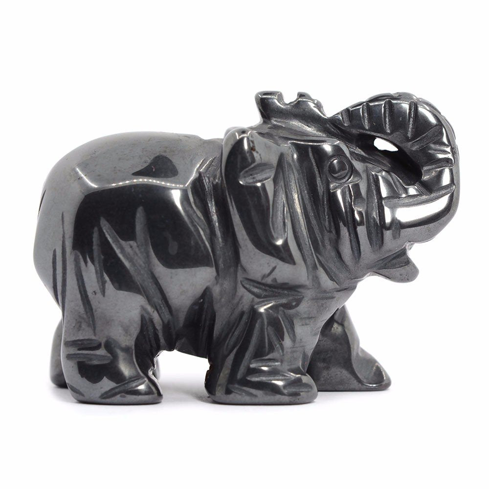 Justinstones Carved Natural Hematite Gemstone Elephant Healing Guardian Statue Figurine Crafts 2 Inch