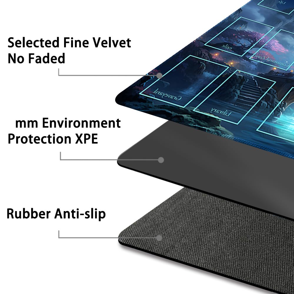 Premium Stitched Mtg Playmat With Zones And Non-Slip Rubber Backing - Tcg Play Mat For Mtg And Other Card Games - Colorful Desig