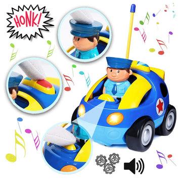Liberty Imports My First Cartoon RC Remote Control Cars for Toddlers Ages 1-3, Radio Control Toy for Baby, Kids 18 Months+ (Poli