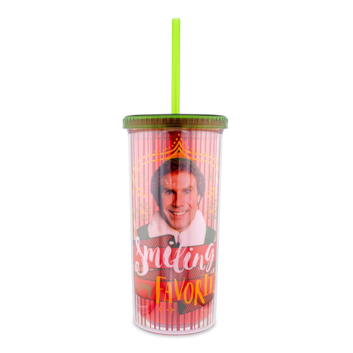 Elf Smilings My Favorite Carnival Cup With Lid And Straw Holds 20 Ounces