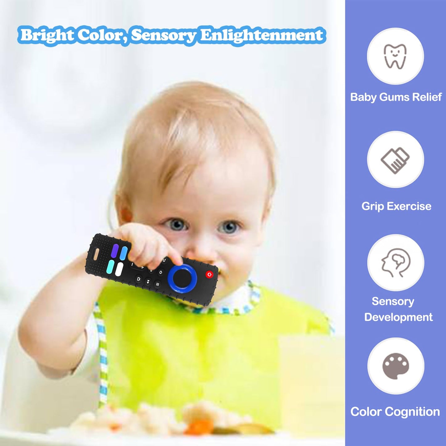 Robbear Baby Teething Toys, Soft Silicone Teethers For Babies 3 6 12 18 Months, Fire Stick Tv Remote Control Shape Infant Chew T