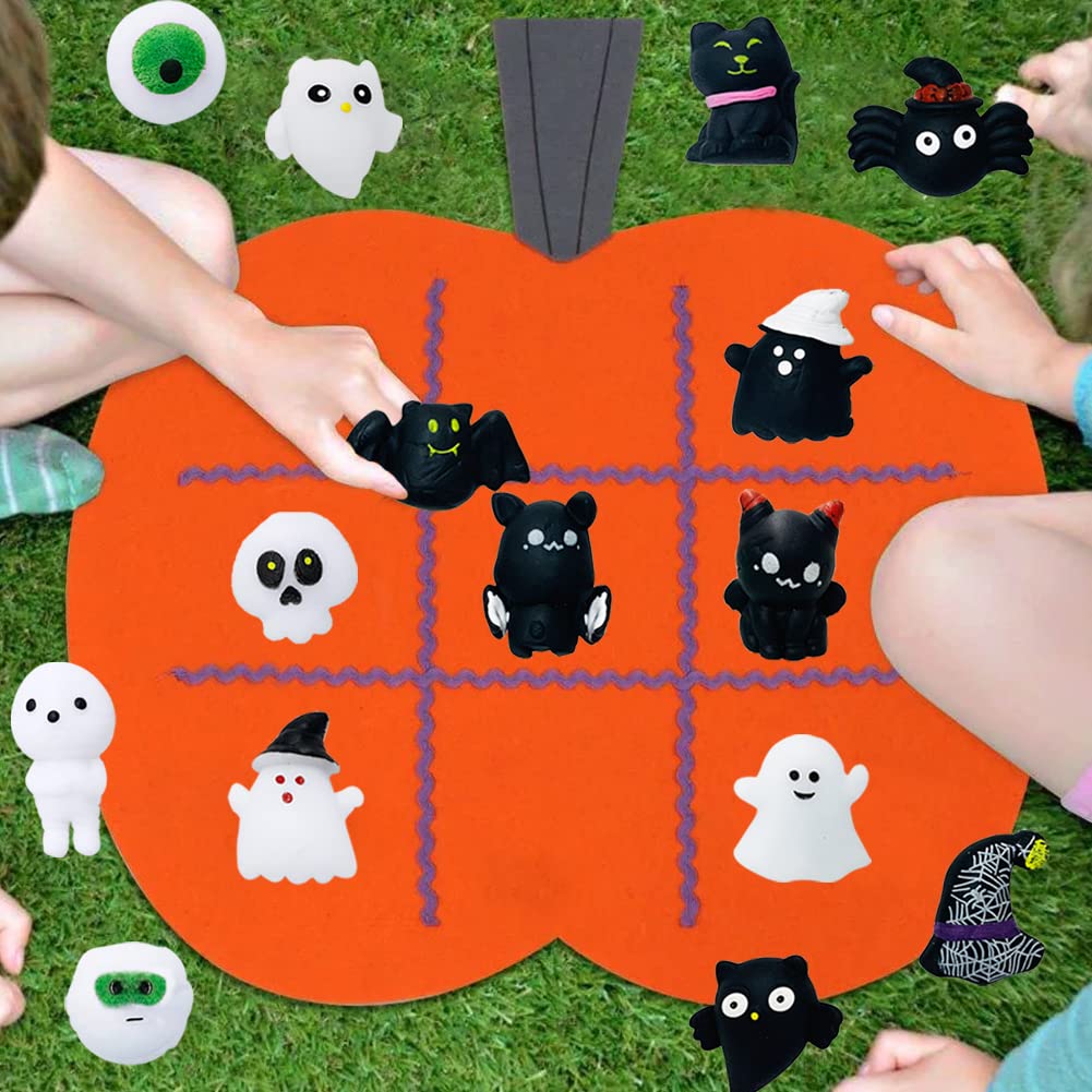 Sunpround 24 Pcs Halloween Mochi Squishy Toys,Mini Fidget Toys Bulk For Kids, Party Favors Supplies, Halloween Treat Goody Bags
