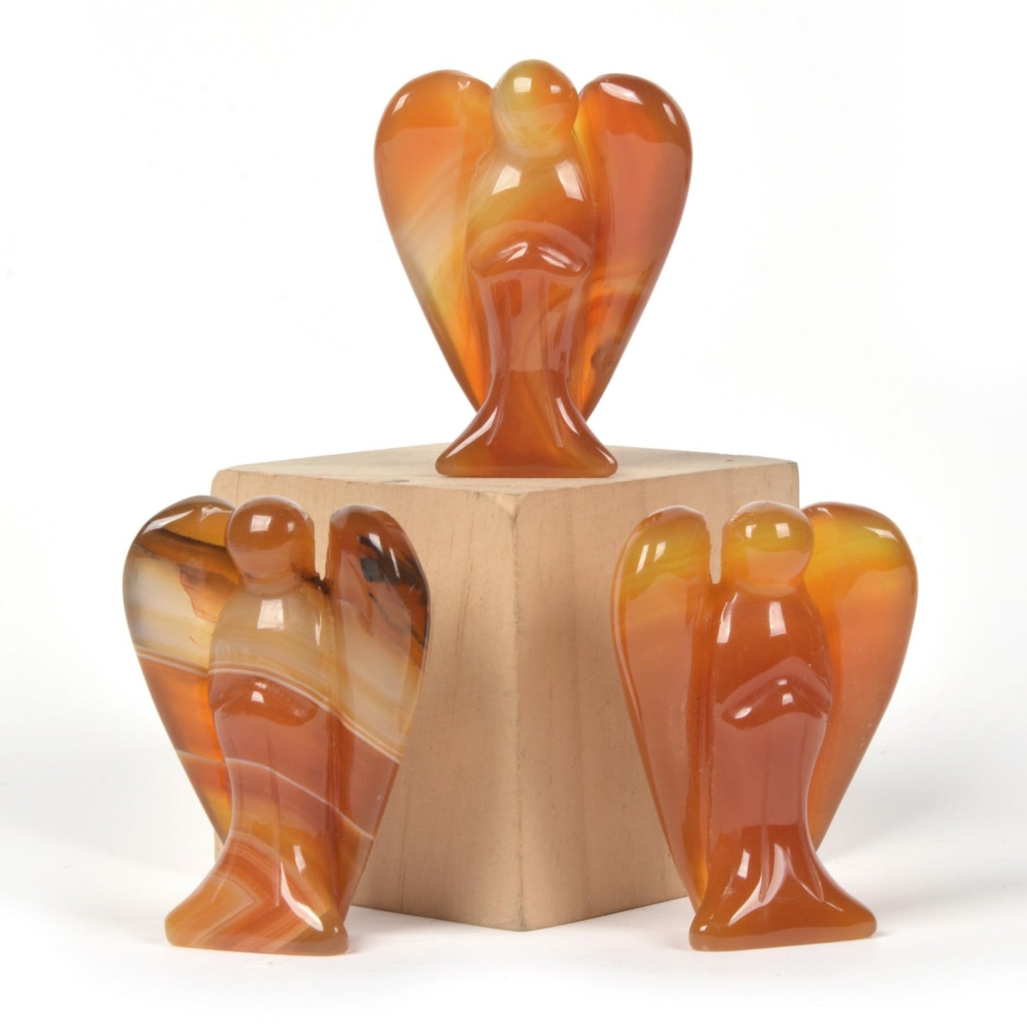 Carved Red Agate Gemstone Peace Angel Pocket Guardian Angelhealing Statue 2 Inch
