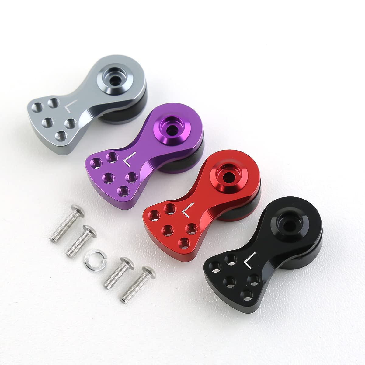 2 Sets Adjustable 25T Servo Saver Servo Arm for TRX-4 Axial SCX10 1/10 RC Cars Helicopter Model Boat, Aluminum L(21.5MM) Servo A