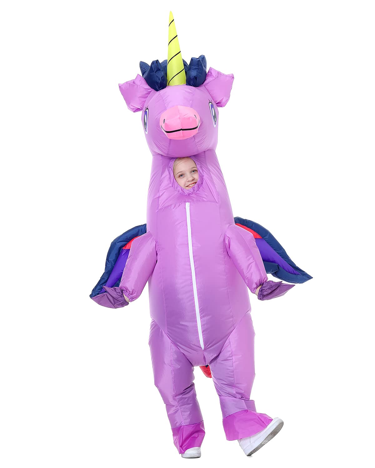 Hsctek Inflatable Unicorn Costume Kids Girls Boys, Blow Up Unicorn Costume Child, Halloween Costume Child Children, Purple