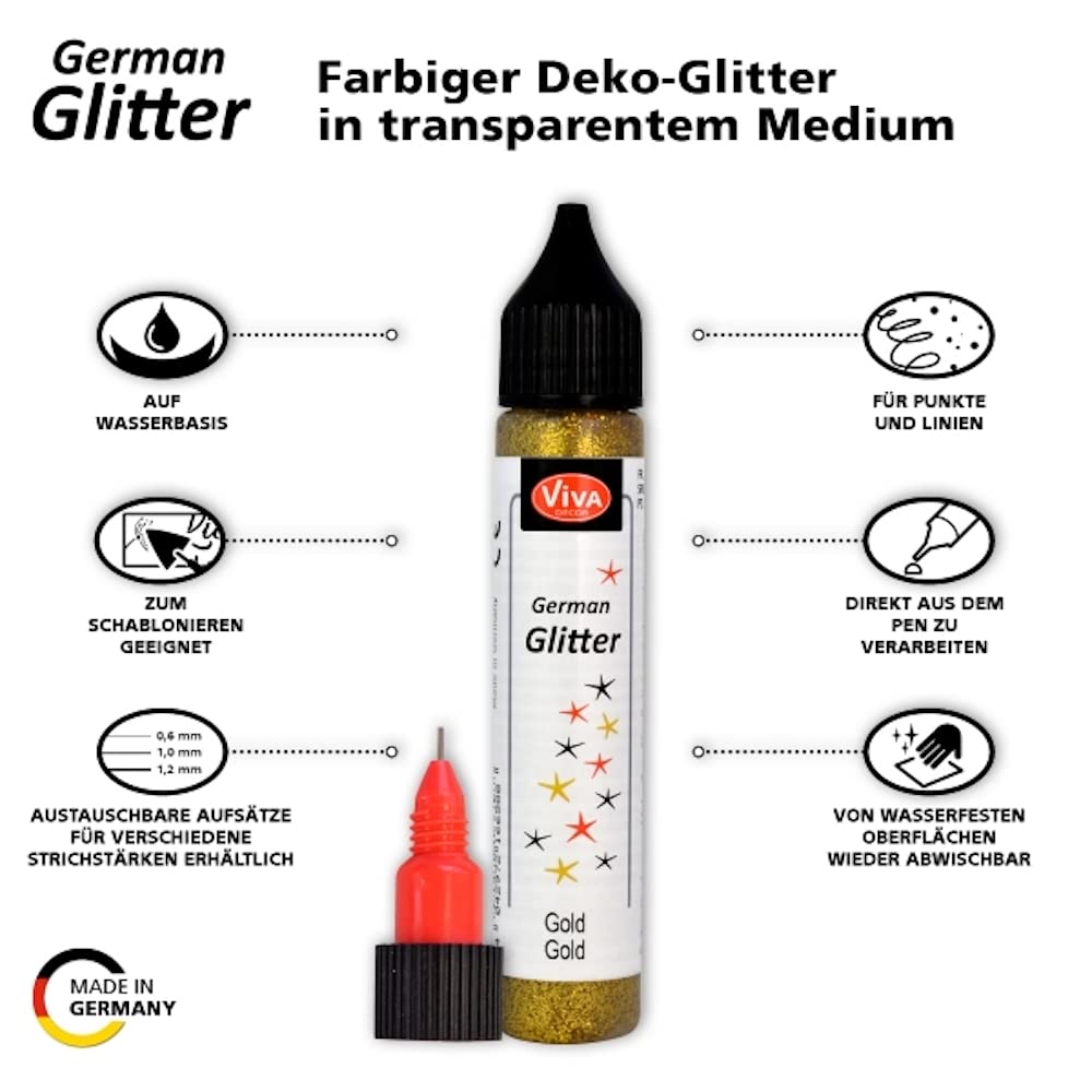Viva Decor German Glitter, 12 x 2.1 x 2.1 cm, Red