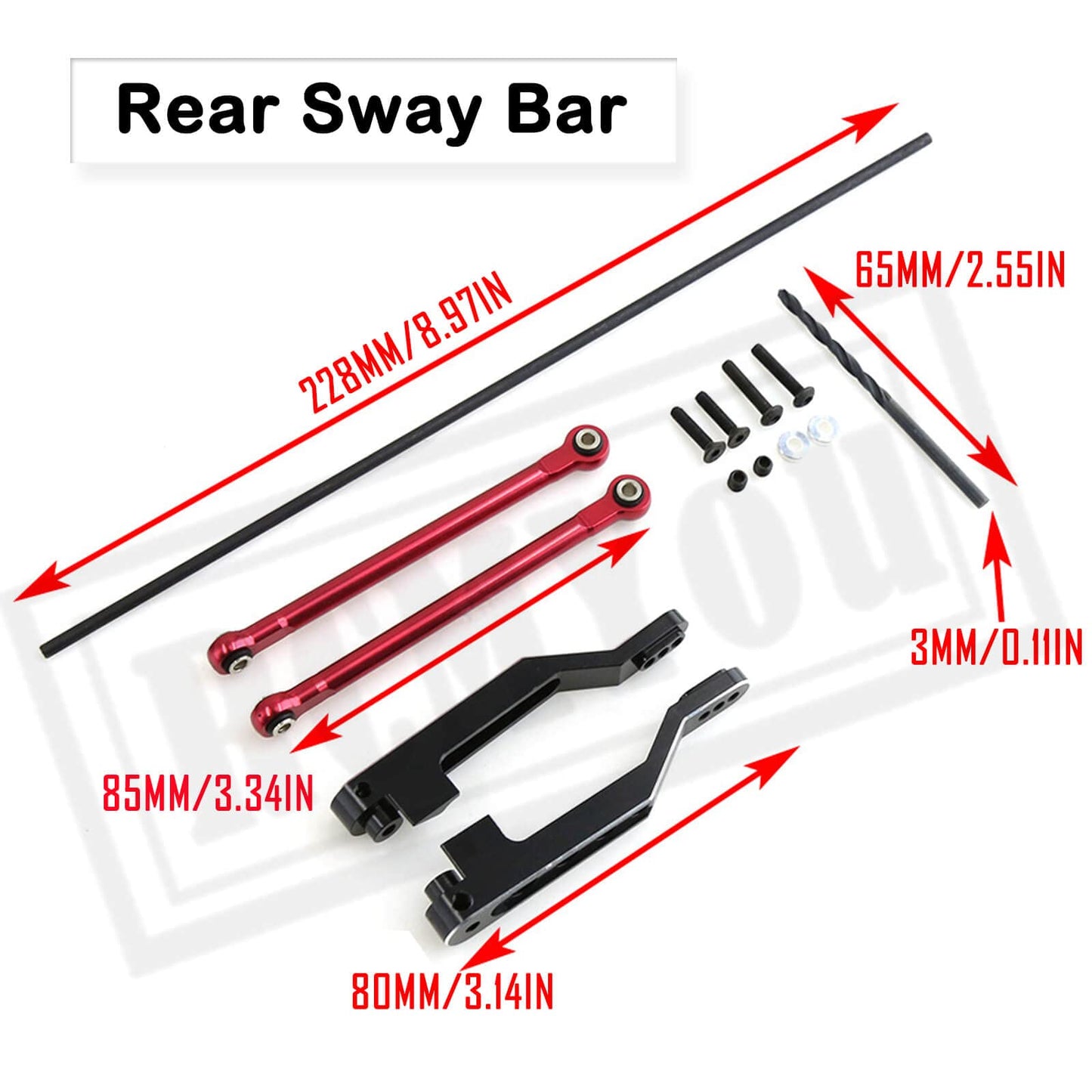 RCMYou Front/Rear Sway Bar RC Car Anti-Sway Bar Anti-Roll Mount Upgrade Parts for 1/7 RC Unlimited Desert Racer,Steel #45 Front/