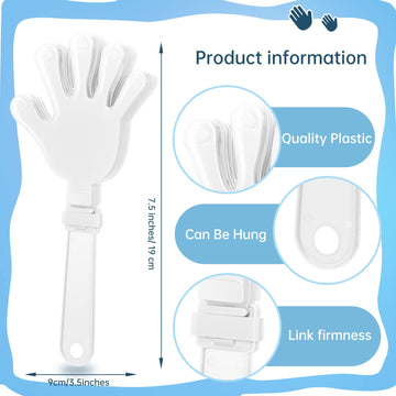 Zcysrlqin 12 Pcs White Hand Clappers 7.5 Inch Clappers Noisemakers Noise Makers Party Favors Plastic Party Clapper For Sporting