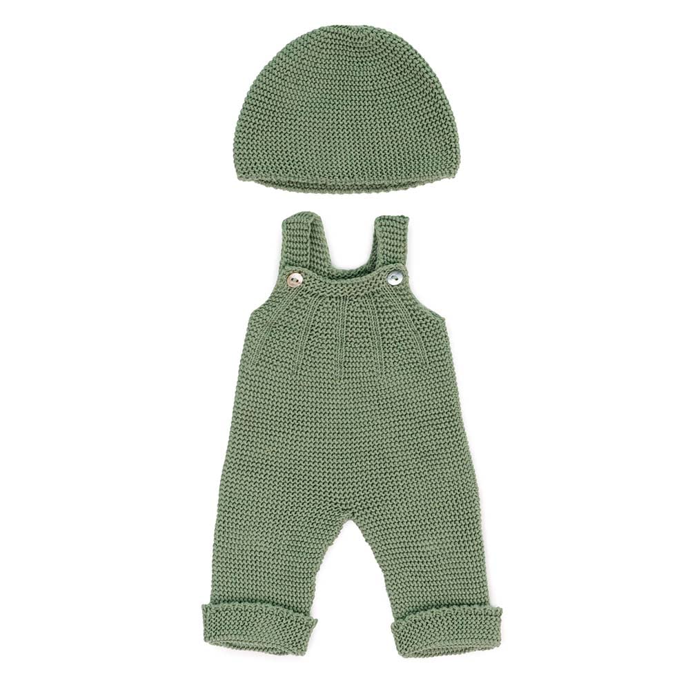 Miniland Clothes For Dolls 15'' Knitted Outfit Overall & Beanie Hat - Eco, Made In Spain, Quality, Role Play, Educational