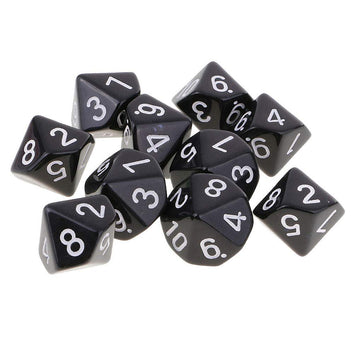 Yiotfandoll 10PCS Polyhedral D10 Dice Acrylic 10 Sided Game Dice for RPG MTG DND Dice Table Games (Black)