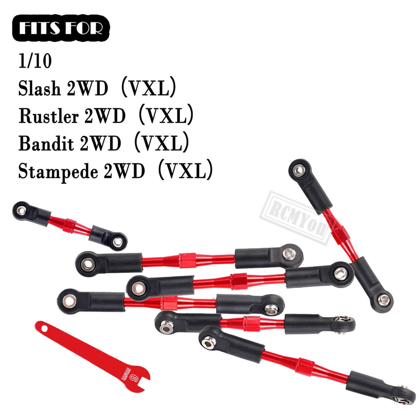 RCMYou Aluminum Turnbuckles Camber Links Upgrades Part for 1/10 Slash 2WD/Stampede 2WD/Rustler 2WD/Bandit 2WD, Alloy Turnbuckles