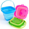 Shindel 3PCS Collapsible Beach Bucket Set, Colorful Sand Bucket Multi Purpose for Beach Summer Activities, Camping Gear, Beach E