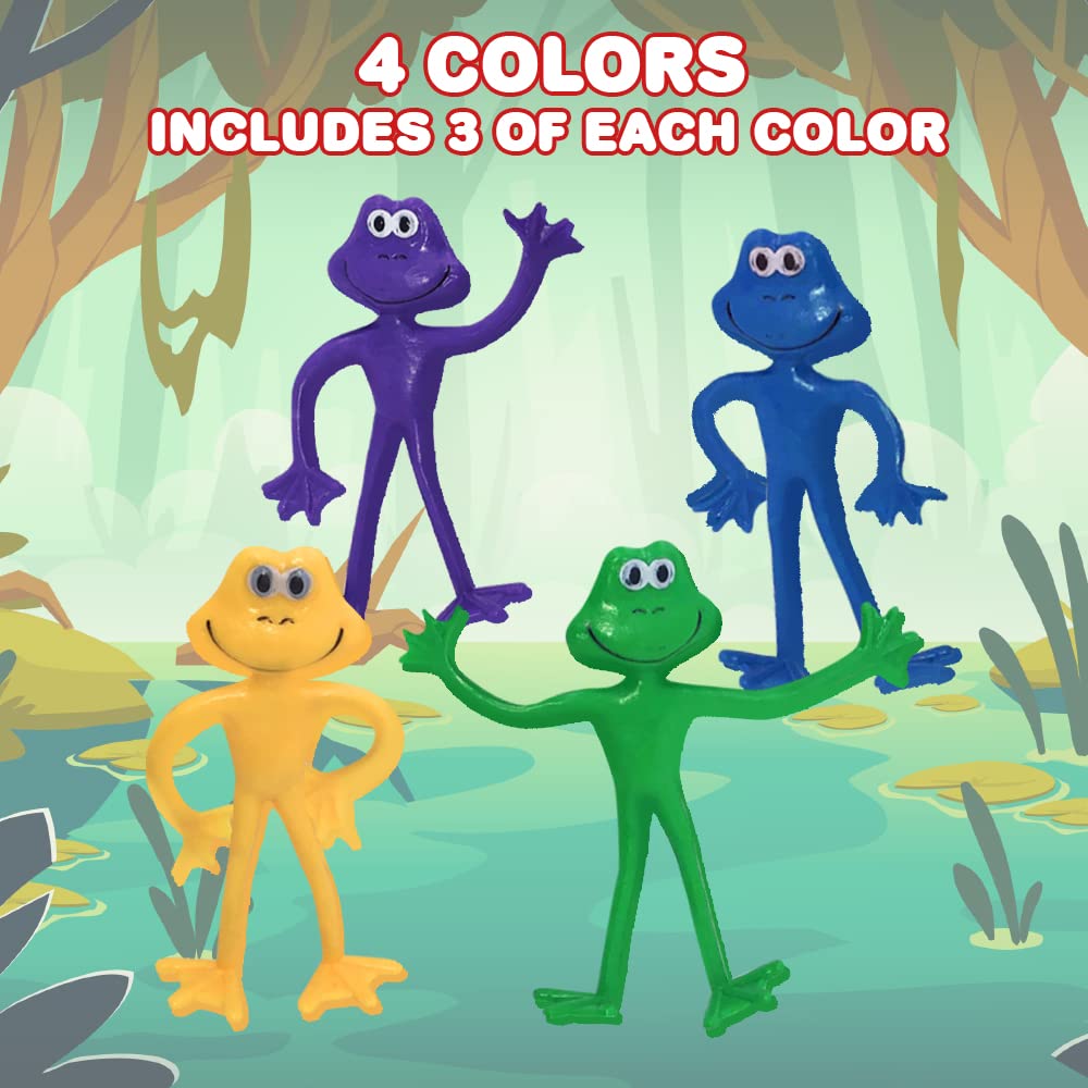 ArtCreativity Bendable Frog Figures, Set of 12, Bendable Toys for Kids, Animal Party Favors for Boys and Girls, Stress Relief Fi