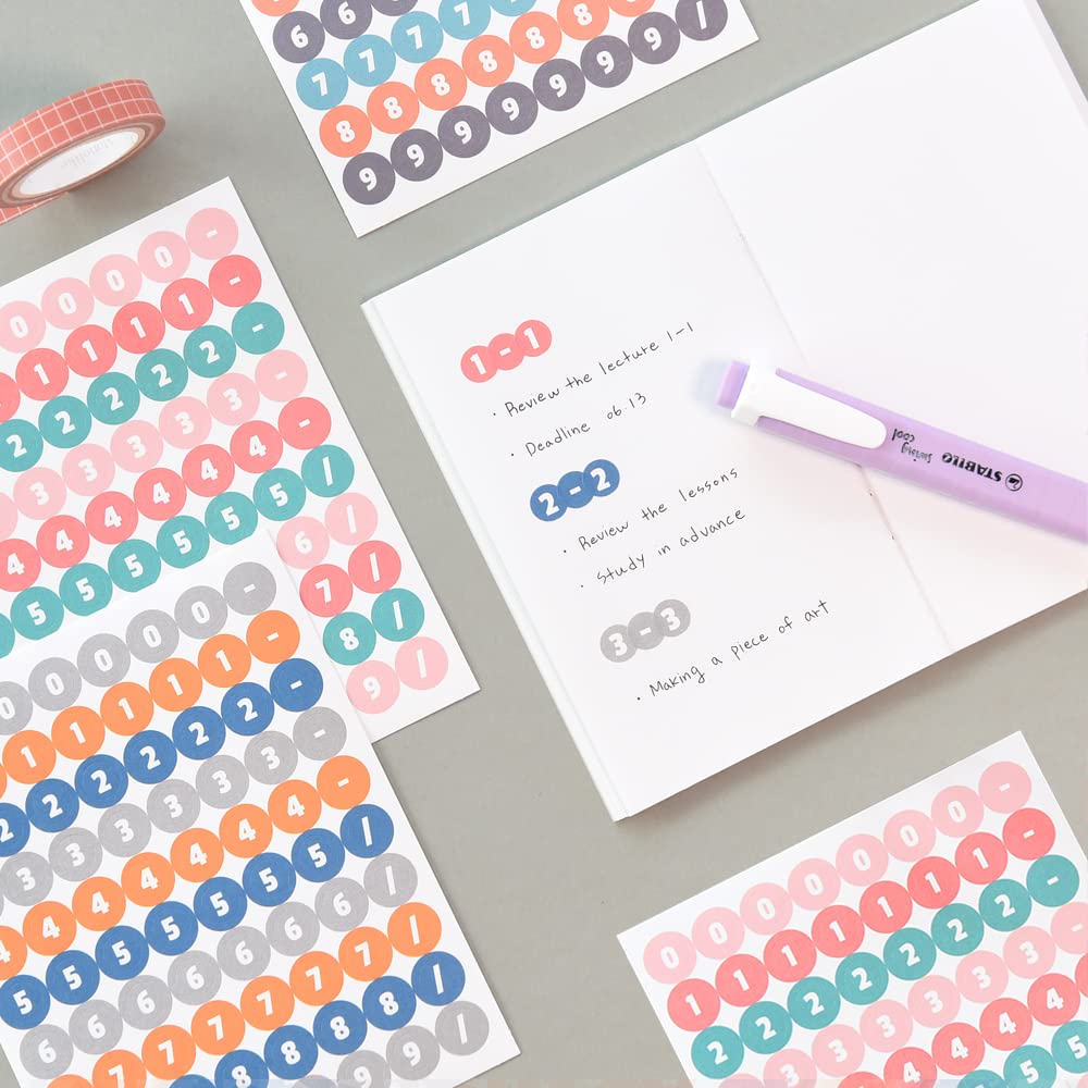 Monolike Retro Candy Number Stickers Set - 6 Design Stickers, 18 Sheets In Total