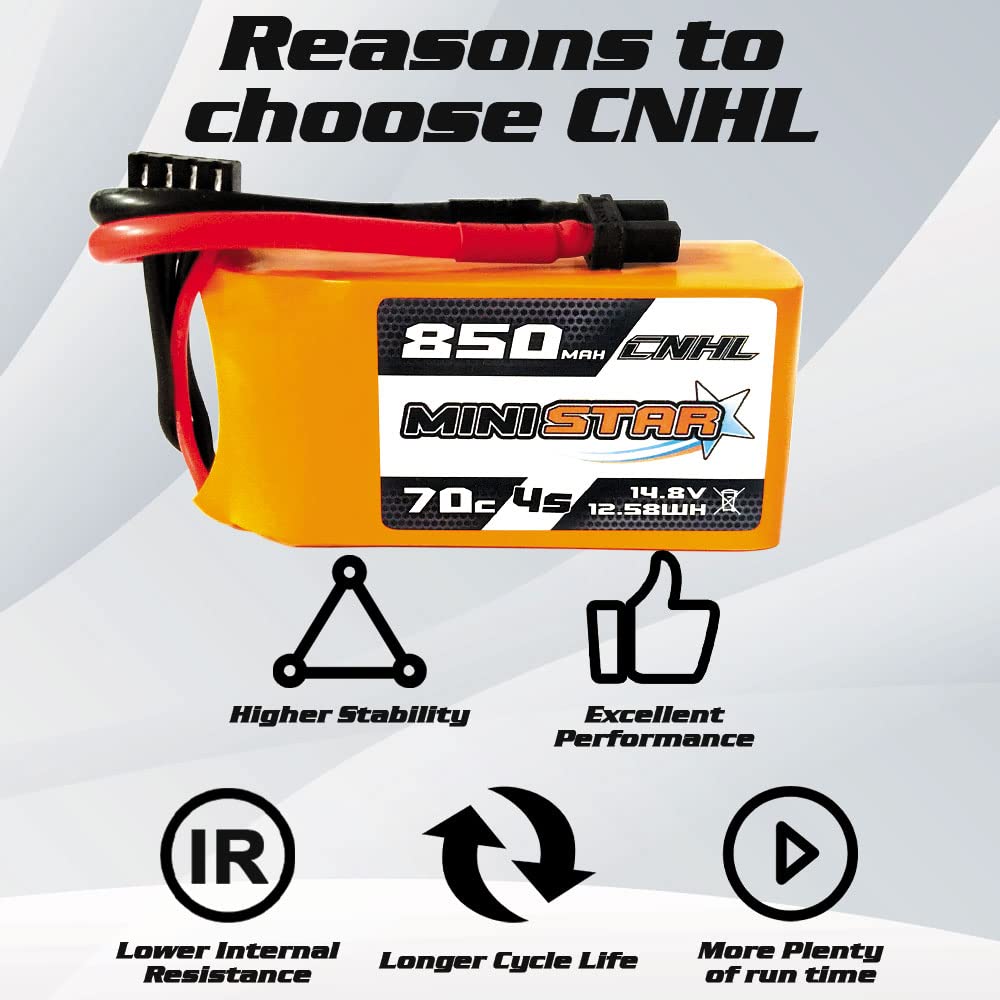 CNHL 4S Lipo Battery 850mAh 70C 14.8V lipo Battery with xt30u for RC Airplane Helicopter Quadcopter multirotor FPV Racing Drone(