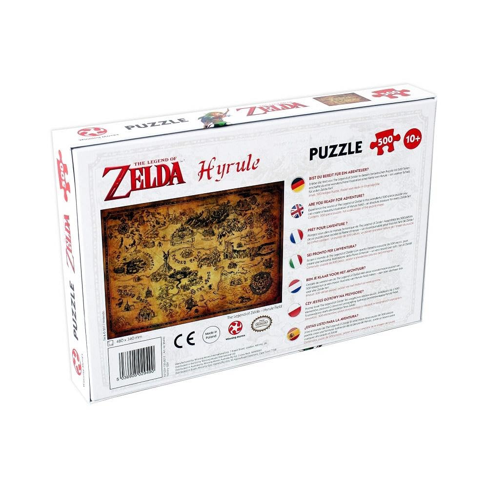 Winning Moves Legend of Zelda 500 Piece Jigsaw Puzzle, Multicolor Cardboard, Model 29490, Perfect Gift for Ages 10+