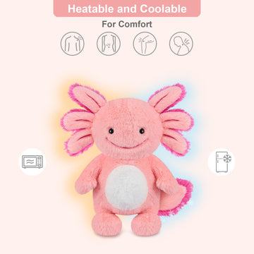 Suzzipals Heatable & Coolable Standing Axolotl Plush, Microwavable Heating Pad Stuffed Animal For Soothing & Relaxation, Cute Pl