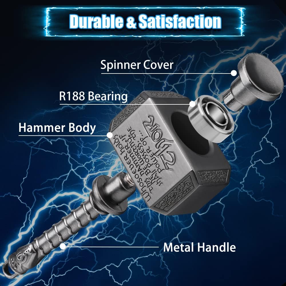 Transformable Fidget Spinner, Metal Hand Hammer Fidgit Toy For Kids Adults, Cool Shield Chain Fingertip Gyro Stress Relief Cube