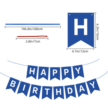 Hooqict Blue Happy Birthday Banner Sign For Backdrop Blue Birthday Decorations For Men Baby Boys 1St 2Nd 3Rd Party Banner Garland Bunting Flag Wall Door Decorations Supplies