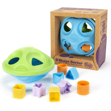 Green Toys Shape Sorter - Classic Plastic Toy for 6+ Months - Medium Size - Green/Blue - Model SPSA-1036