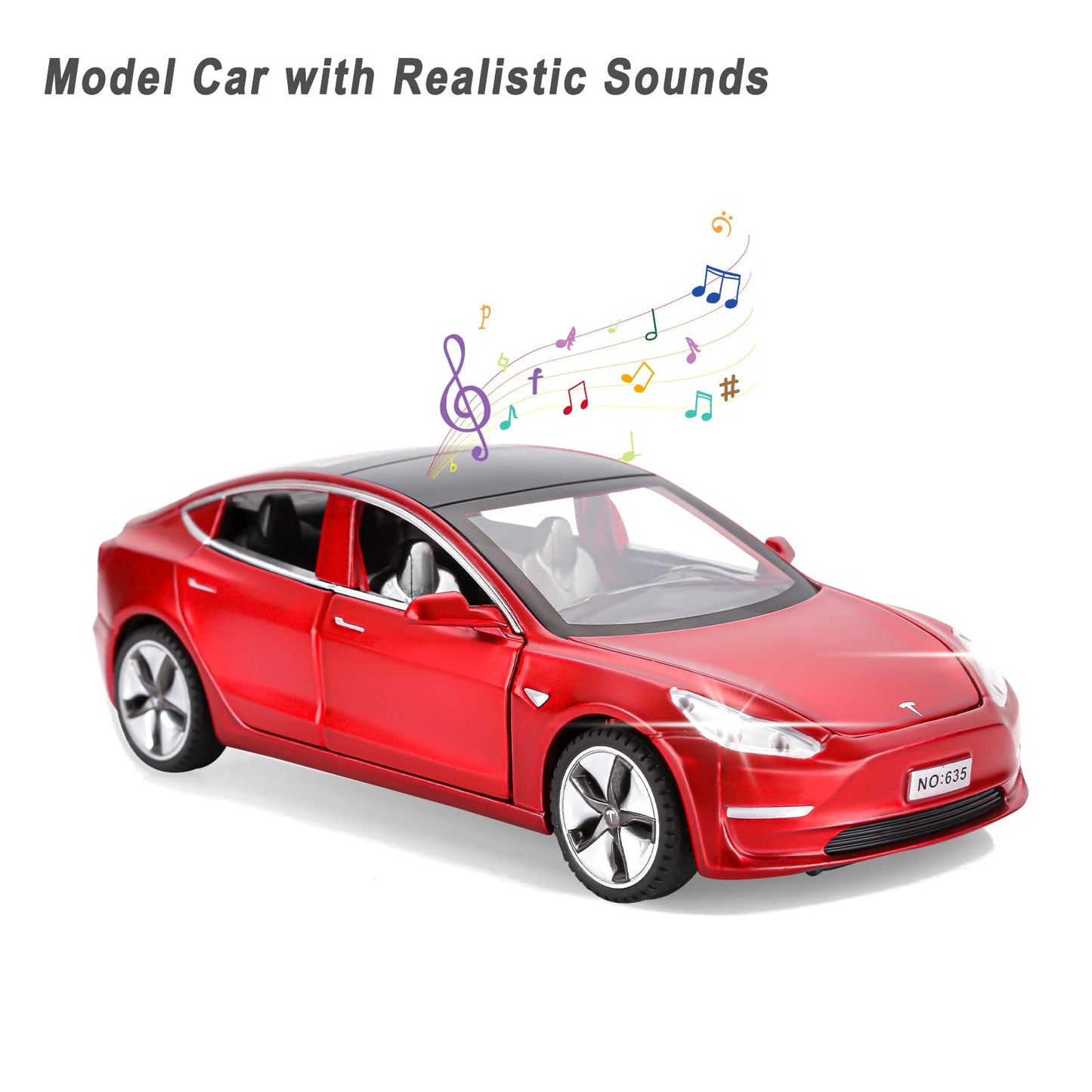Toy Car Model 3 Diecast Metal Model Cars Pull Back car for Boys and Girls Age 3 - 12 Years Old (Red)