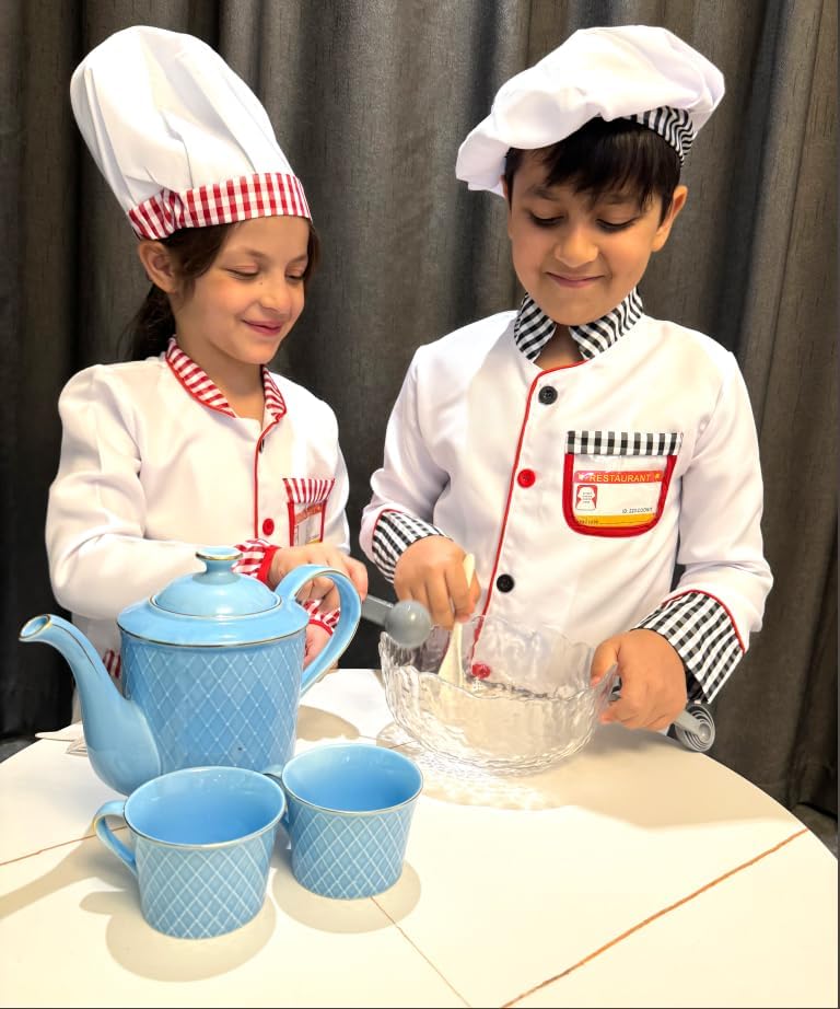 KAKALVER Kids Chef Costume Pretend Chef Outfit Restaurant Dress Up for Cooking Playing, Halloween