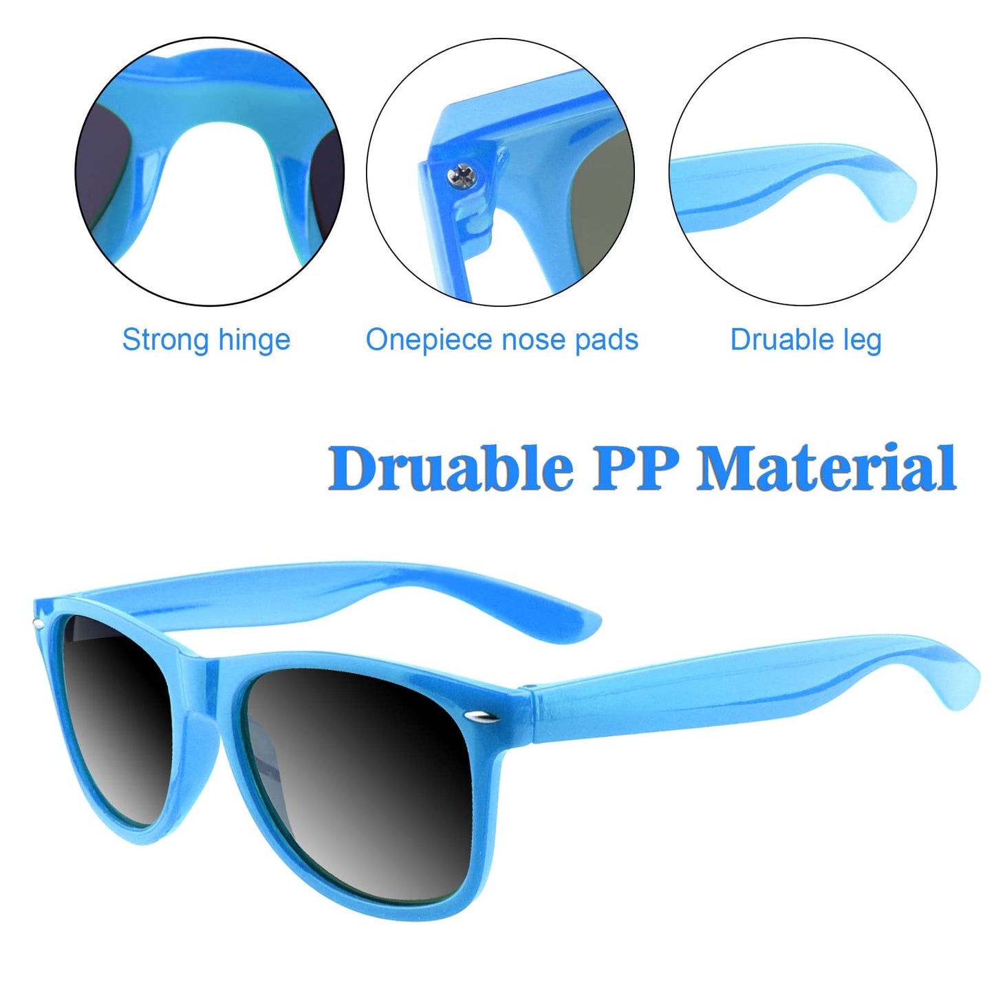Tuparka 20 Pack Kids Sunglasses Bulk For Summer Pool Party Favors Birthday Parties Goody Bag Fillers, Blue