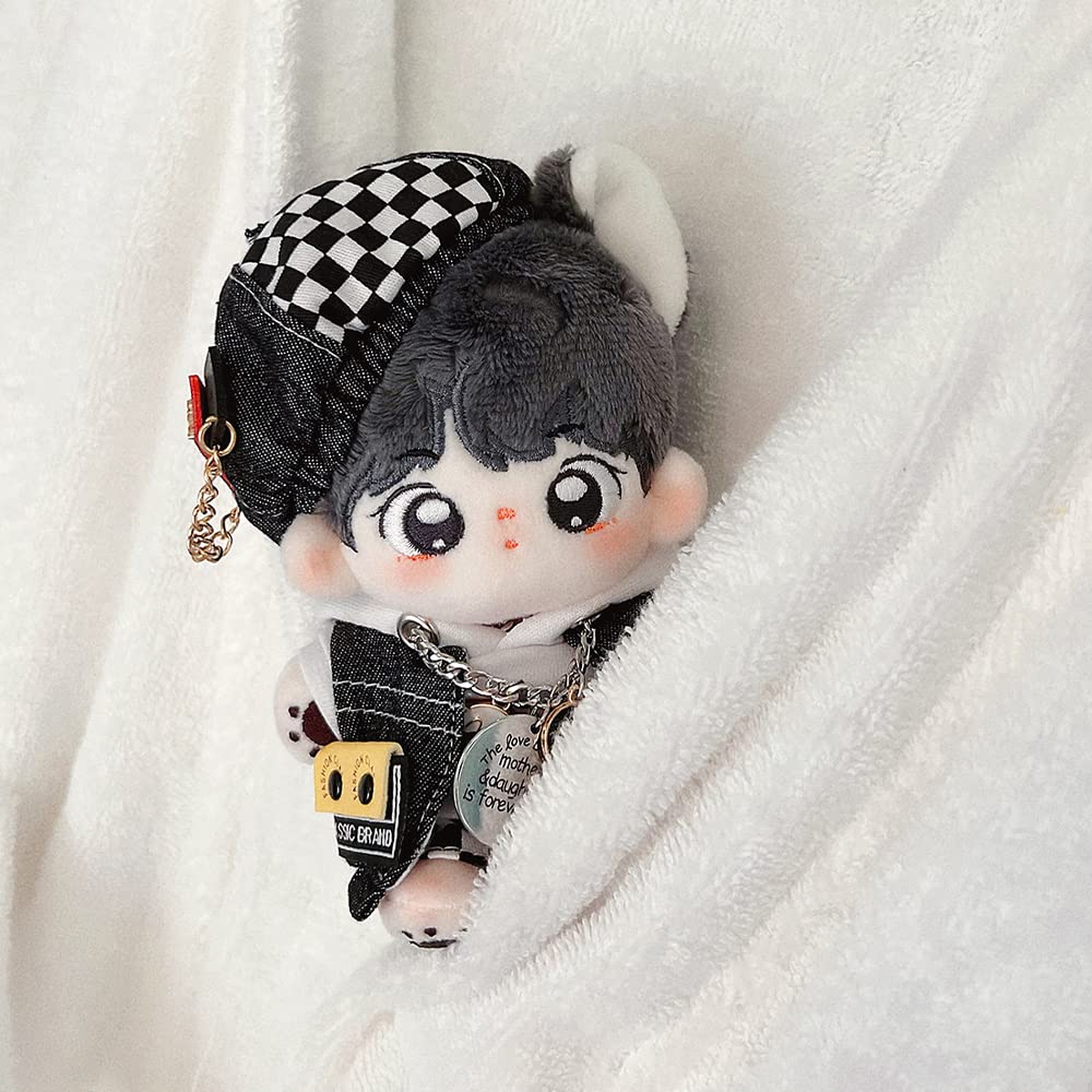 Niannyyhouse 10Cm Plush Doll Clothes Black And White Suits Beret Vests Hoodie Pants Doll Accessories Dress Up
