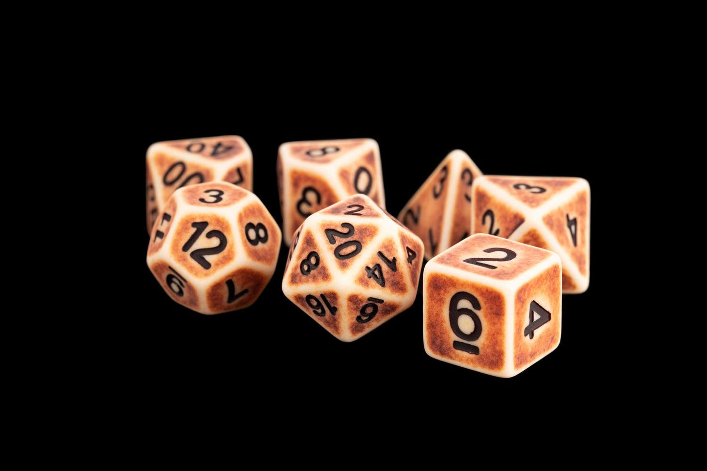 Metallic Dice Games Lic697 16 Mm Resin Ancient Polyhedral Dice Set - Copper & Black - Set Of 7