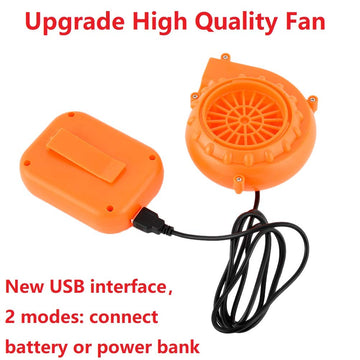 Wittocs Orange Costume Fan Mini Blower Fan For Dinosaur Halloween Inflatable Blow Up Costume(Upgraded Version)