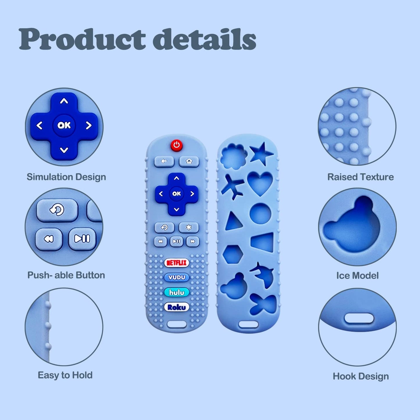Yapromo Babay Teething Toys,Reomte Teether Toys, Silicone Chew Toy For Babies 18+ Months, Remote Control Shape Teething Toys, Early Educational Toy Bpa Free & Refrigerator Safe (Purple)