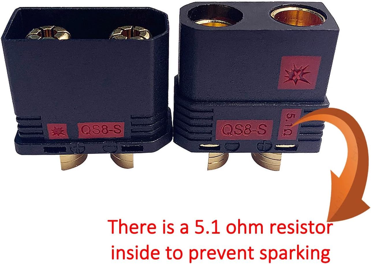 BABUVYA Qs8 Connector Male and Female High Current Antispark Connector Black Application with Remote Control Toys Drone Battery