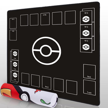 Biouai Playmat For Card Gameplay - Play Mat With Tube For 2 Player Trainer Game Playing(Black)