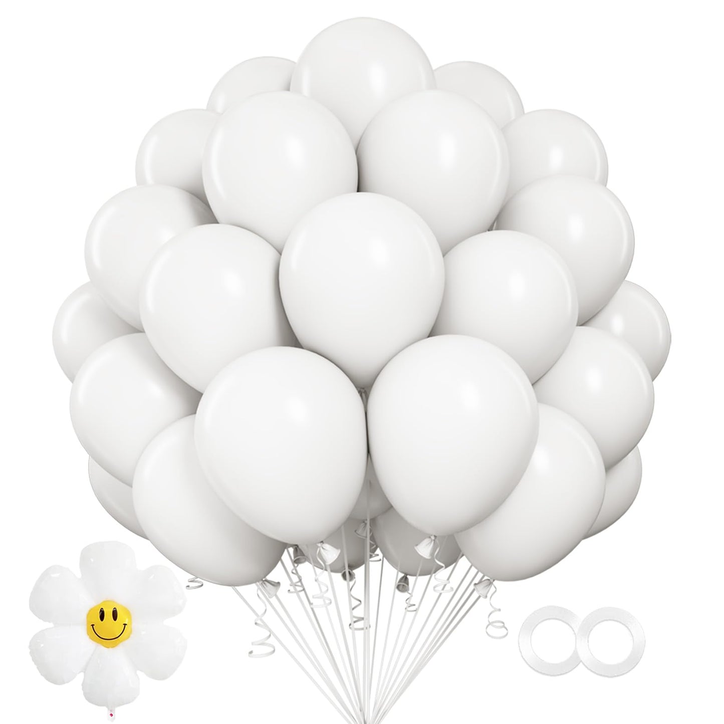 White Balloons,100 Pcs 12 Inch White Latex Balloons,Matte White Balloons For Party Decoration,Birthday Decoration,Wedding, Baby
