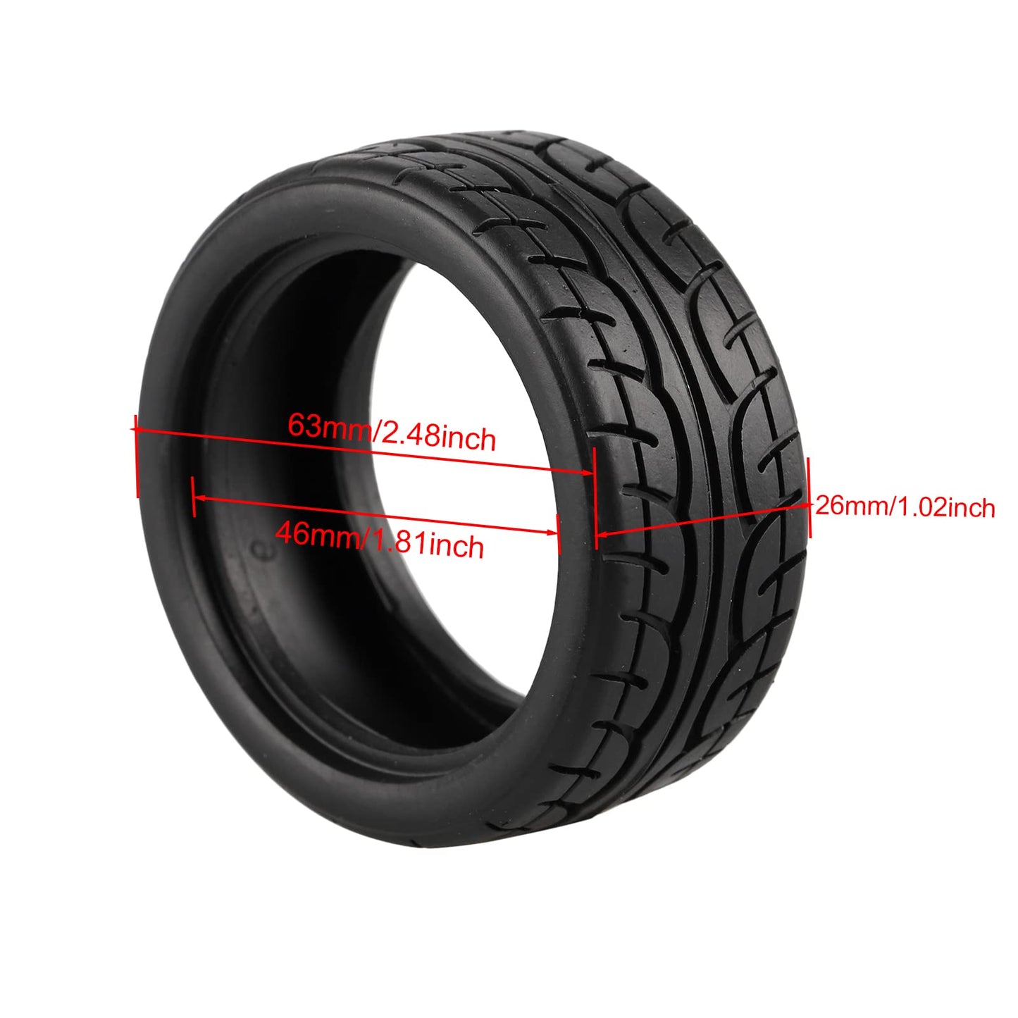 Shaluoman Soft Rubber Tires Tyre for RC 1:10 On Road Car Pack of 4