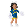 American Girl Los Angeles Rams Cheer Uniform 18 Inch Doll Clothes With Pom Poms, Blue And Yellow, 5 Pcs, Ages 6+