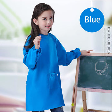 Huahui Kids Art Smock Waterproof Painting Apron for Preschool Boys Eating Kindergartner, Blue