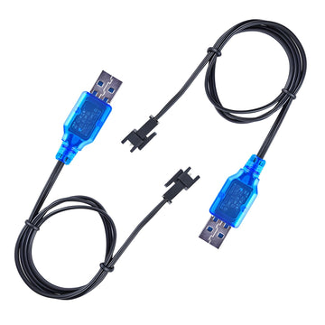 2 Pack 3.7V Lipo Battery USB Charger Cable SM-2P Port Cable for 3.7V RC Boat Car Truck Toy Rechargeable Li-Po Battery Charger