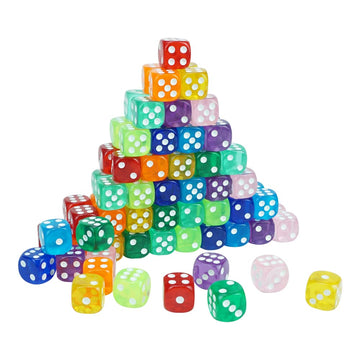 100pcs 16mm Game Dice D6 Six Sided of Rounded Translucent for Yahtzee,Tenzi, Farkle, Bunco, DND, MTG, RPG,Table Board Game or Te