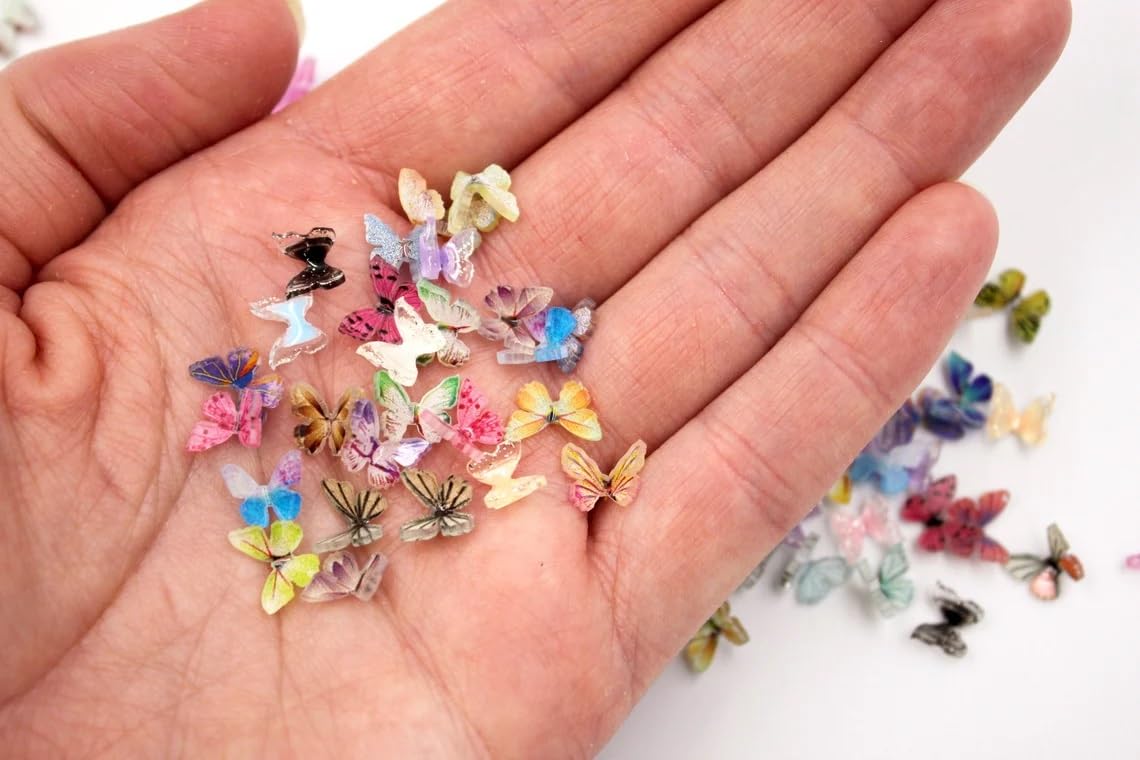 Micro Resin Butterflies, Dollhouse Miniature Tiny Butterflies, Terrarium Fairy Garden Dolls Toy, Mini Micro Landscaping Decorati