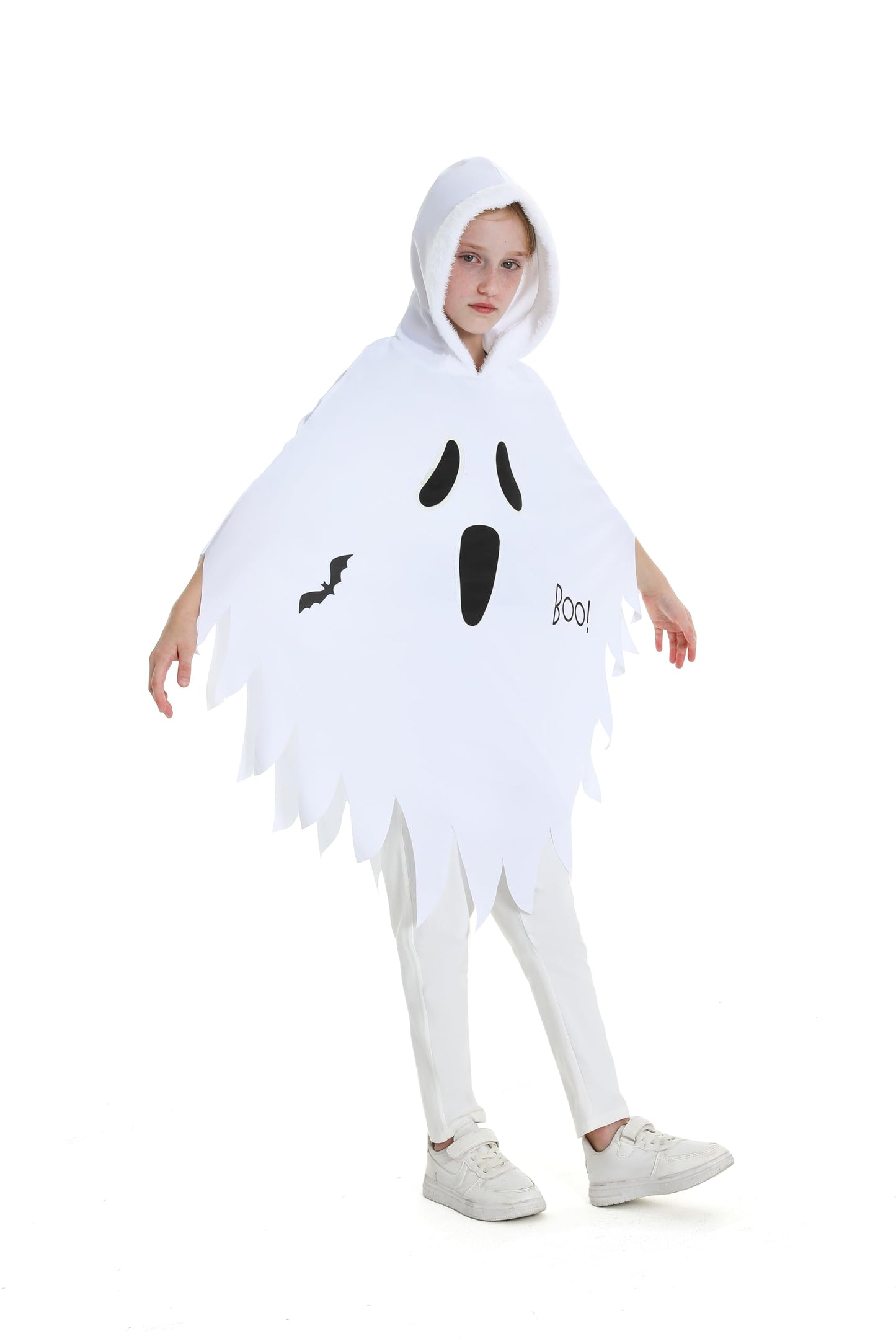 Clothand Ghost Costume Kids Scary Ghost Costume White Ghost Boo Toddler Ghost Halloween Costume Glow In Dark Cloak Hooded Poncho